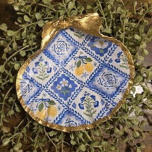 Big Decorative Blue and Gold Trinket Dish